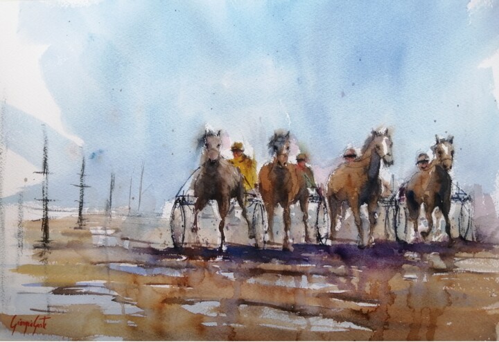 the horse race 36 绘画, 13.8x20.9 in