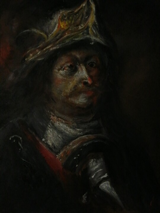 Portrait of a Mariner in Armor, Inspiré de Rembrandt 绘画, 12.2x10.2 in