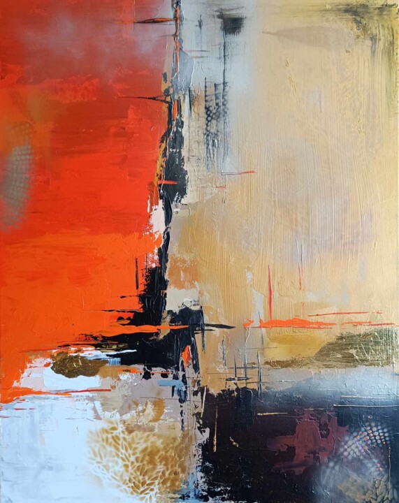 Painting titled "Une page se tourne" by Souli, Original Artwork, Acrylic Mounted on Wood Stretcher frame