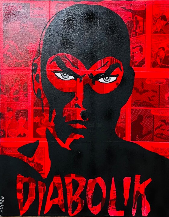 Red Diabolik 绘画, 19.7x15.8 in
