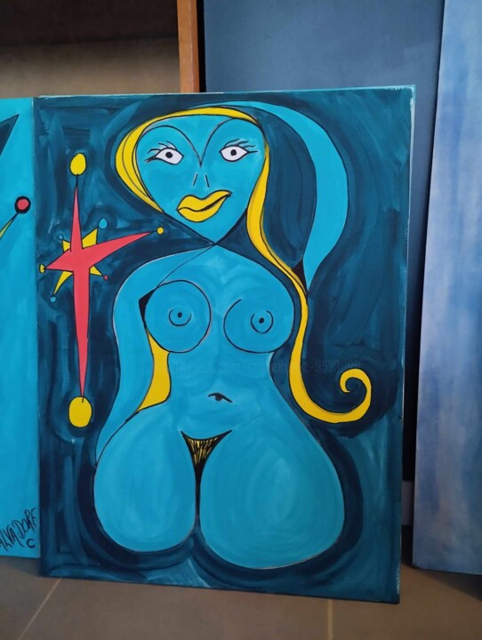 nue et bleue 绘画, 31.5x23.6 in