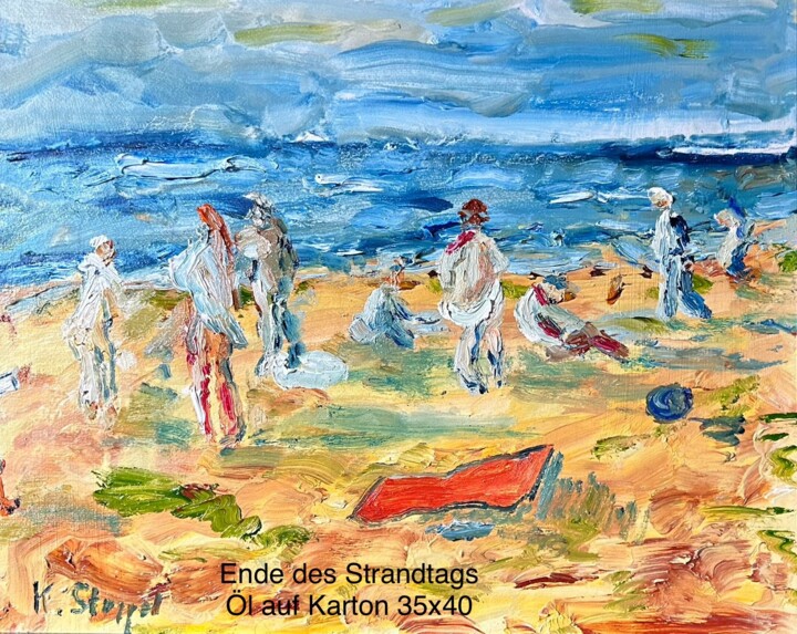 Ende des Strandtags Painting, 13.8x15.8 in