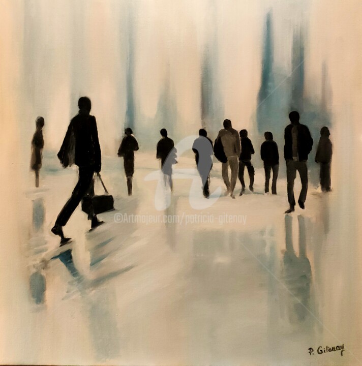 les gens 绘画, 27.6x27.6 in