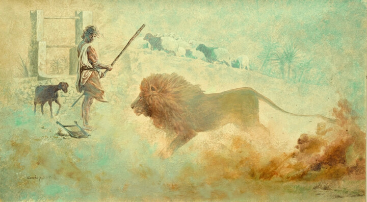 LE ROI DAVID 绘画, 13x23 in