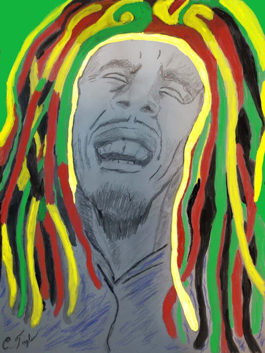 图画 标题为“Bob Marley with a S…” 由Unchained, 原创艺术品, 铅笔