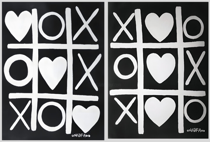 "Games with Love" Diptych 绘画, 40.6x59.1 in