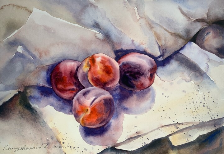 Red plums 绘画, 10.2x14.2 in