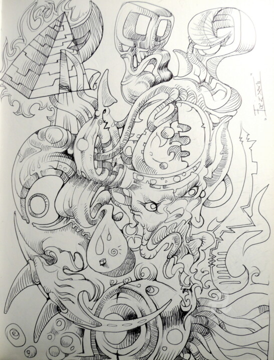 "Visages polymorphes" 图画, 11.7x8.3 in