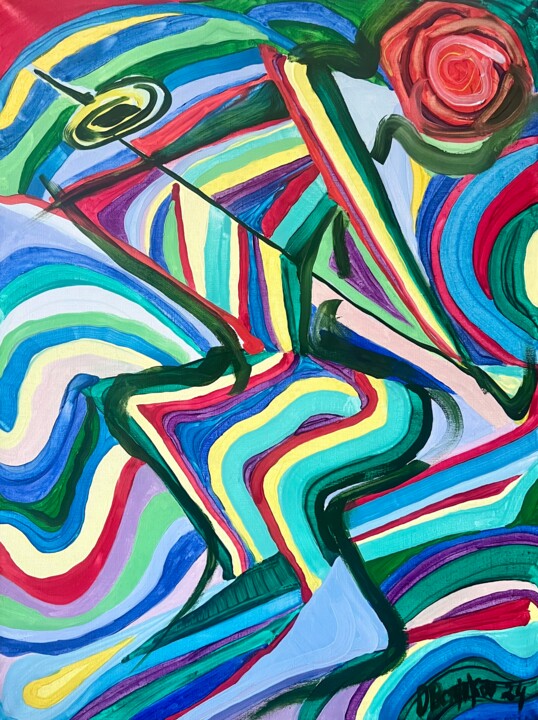 Skier 绘画, 31.5x23.6 in