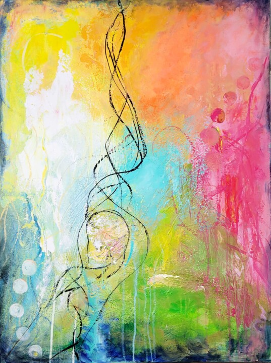 Painting titled "Nature´s palette" by Sylvia Eder, Original Artwork, Acrylic Mounted on Wood Stretcher frame