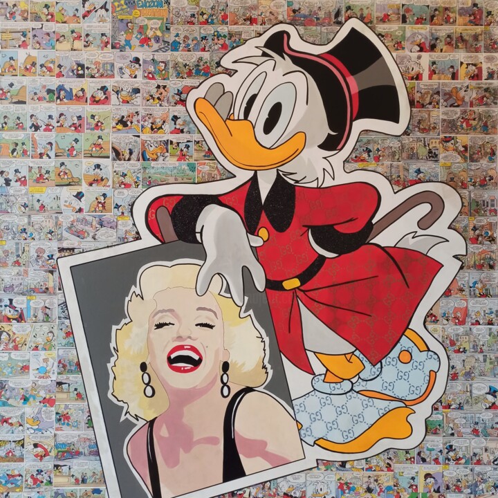 "Paperon De Paperoni and Merylin Monroe" 绘画, 39.4x39.4 in