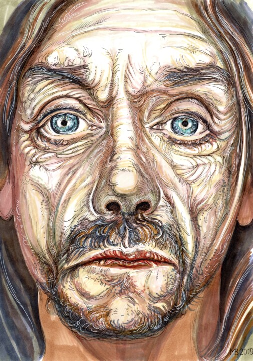 Portrait of Iggy Pop 图画, 11.7x8.2 in