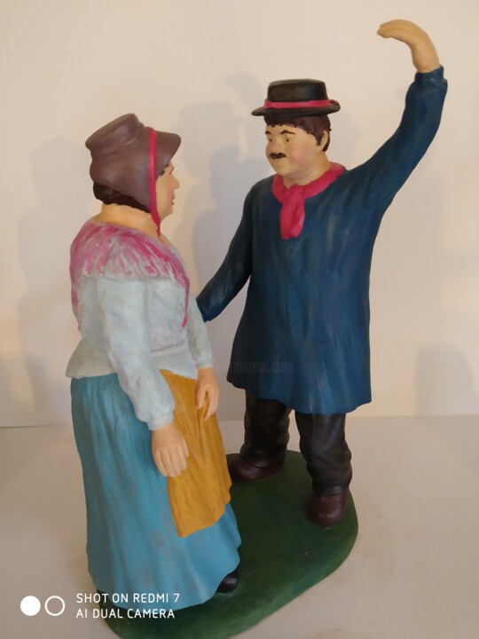Sculpture titled "La bourée" by André Saunier, Original Artwork, Clay