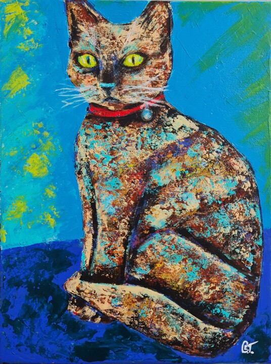 Brown Cat 绘画, 15.8x11.8 in
