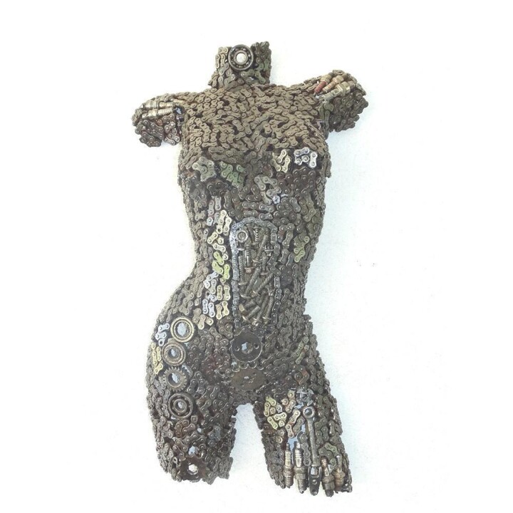 DEMI BUSTE DE FEMME DE FACE 3 雕塑, 29.5x16.9 in