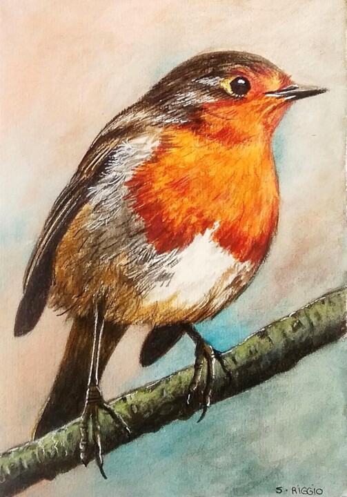 Rouge gorge #4 绘画, 7.1x5 in