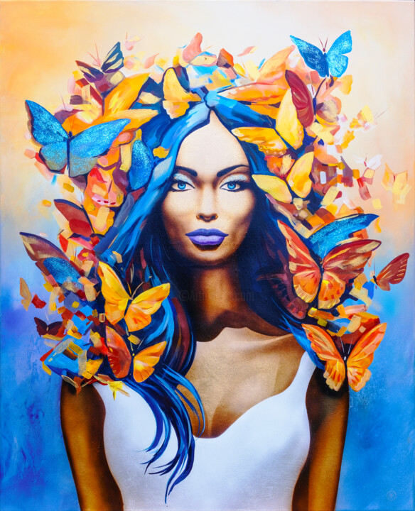 Painting titled ""Ephemeral Fragilit…" by Vitaly Moiseev, Original Artwork, Acrylic Mounted on Wood Stretcher frame
