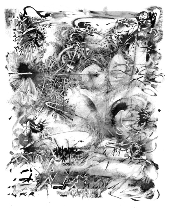 Drawing titled "EMANATION 031 (Inve…" by Alex Henk, Original Artwork, Ink