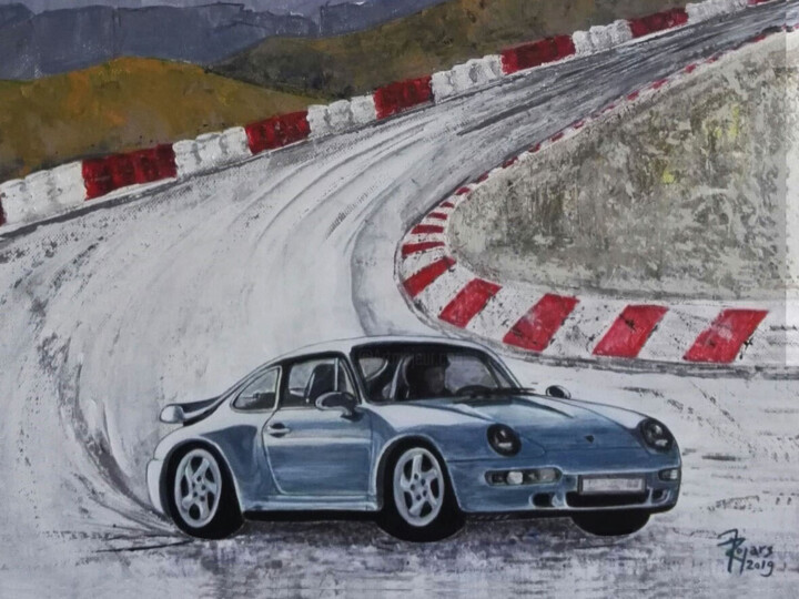 Porsche 911 - Carrera 4S 绘画, 11.8x15.8 in