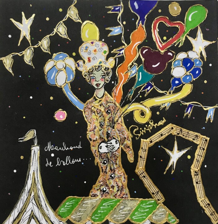 Marchand de ballons Drawing, 8.3x8.3 in