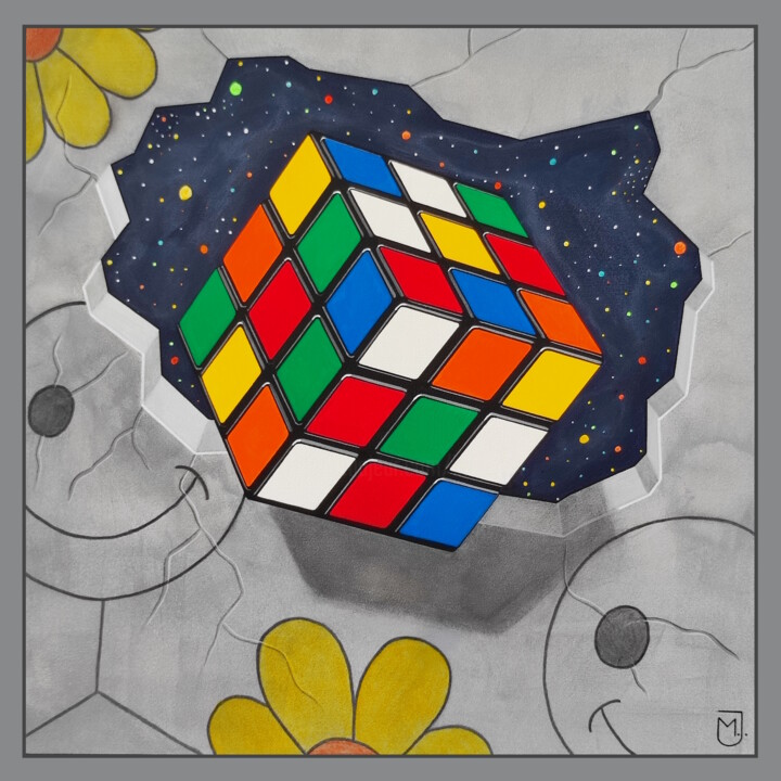 1970 Rubik’s Cube 绘画, 23.6x23.6 in