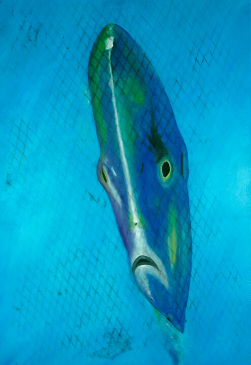 Pez de las profundidades, en la superficie. Pittura, 39,4x27,6 in
