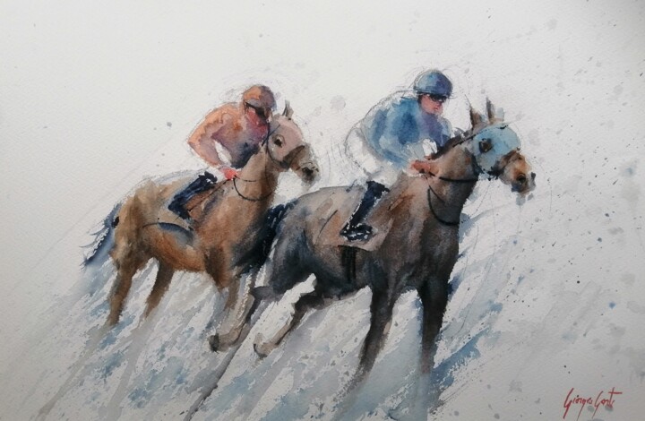 the horse race 37 绘画, 13.8x20.9 in