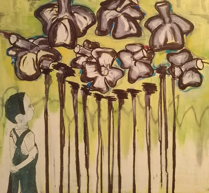 Looking at the flowers 绘画, 23.6x23.6 in