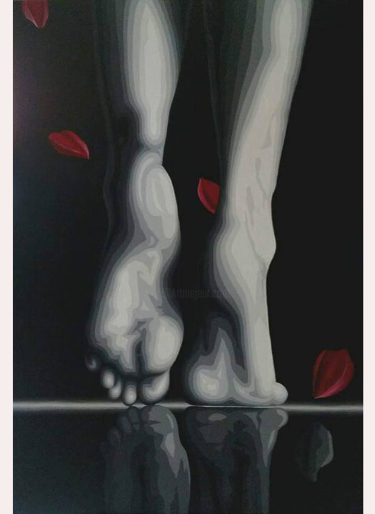 bailando con petalos 绘画, 31.5x23.6 in