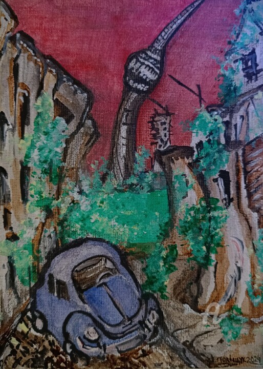 Funny City 绘画, 7x5 in