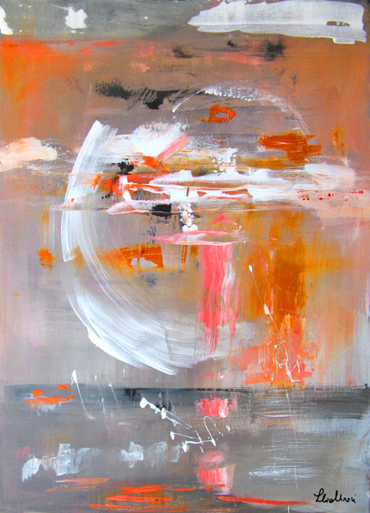 ORANGE SUNRISE 绘画, 35.4x25.6 in