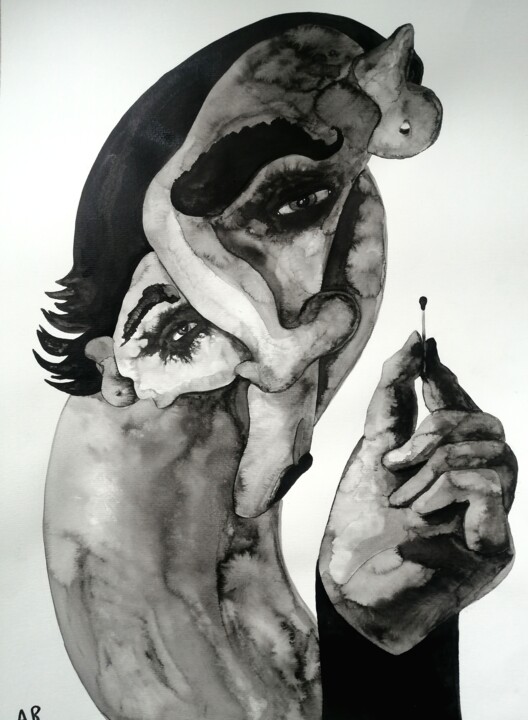 Only one to set a fire 绘画, 23.6x16.5 in