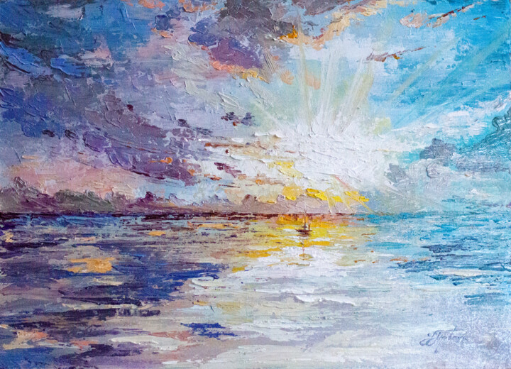 Painting titled ""SUNRISE"" by Tetiana Tiplova, Original Artwork, Oil