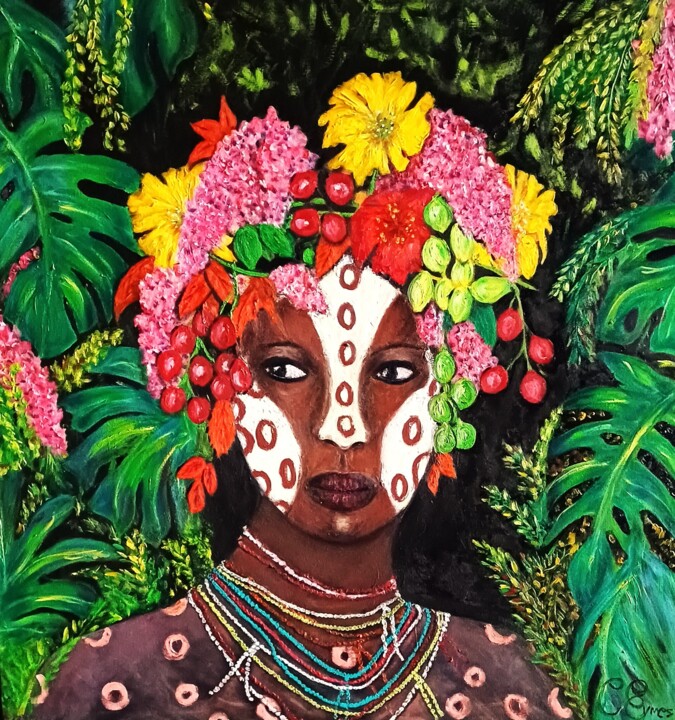 FEMME FLEURS SURI N°3 绘画, 31.5x31.5 in