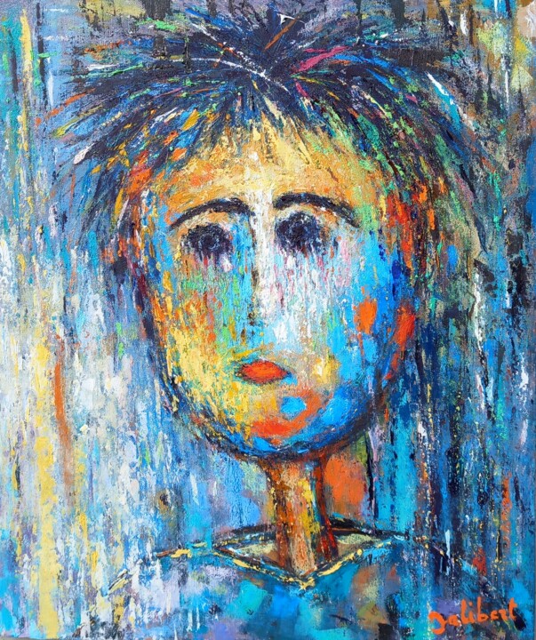 Le garçon triste 绘画, 21.7x18.1 in