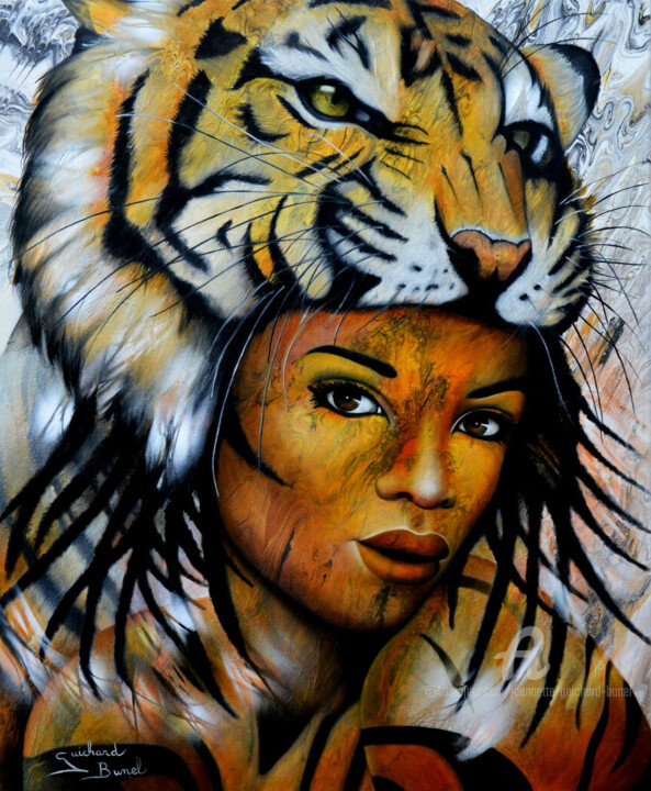 Peinture intitulée "Princesse de la jun…" par Jeannette Guichard-Bunel, Œuvre d'art originale, Huile