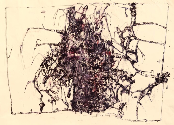 图画 标题为“Gewächse (1)” 由Stephan Rodriguez Warnemünde, 原创艺术品, 墨
