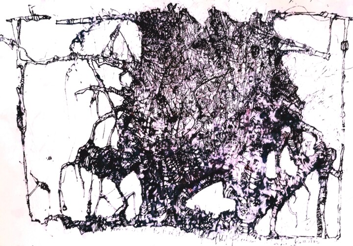 图画 标题为“Gewächse (3)” 由Stephan Rodriguez Warnemünde, 原创艺术品, 墨