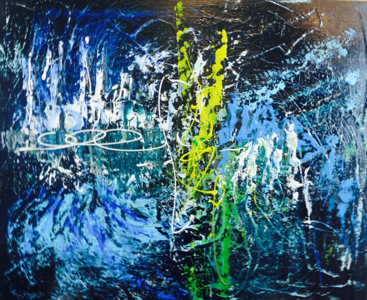 Painting titled "Assemblée spatiale" by Marie Hélène Vaucher, Original Artwork, Acrylic