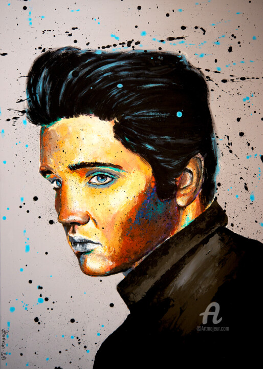 Portrait Continental Elvis POP 绘画, 27.6x19.7 in