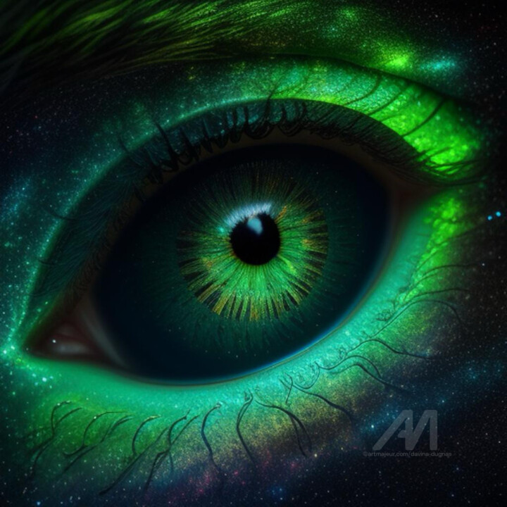 Green dragon Eye 数字艺术, 39.4x39.4 in