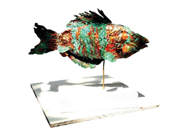 A Colorful Koi 雕塑, 8x4 in