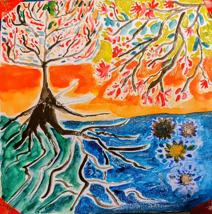 Arbre de Vie 绘画, 7.9x7.9 in