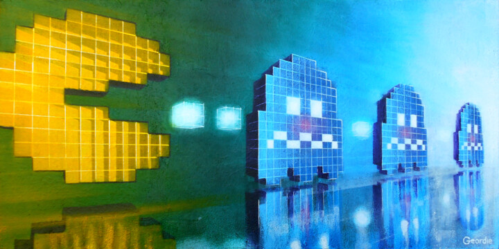 PAC MAN 绘画, 19.7x39.4 in