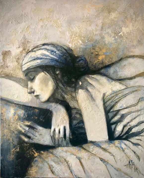 绘画 标题为“Descanso de modelo” 由Cesar Ayllón, 原创艺术品, 油