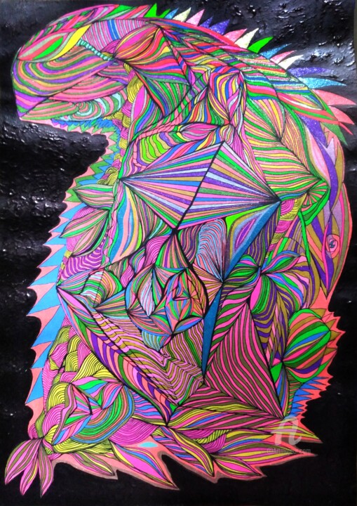 Lézard 绘画, 16.5x11.7 in