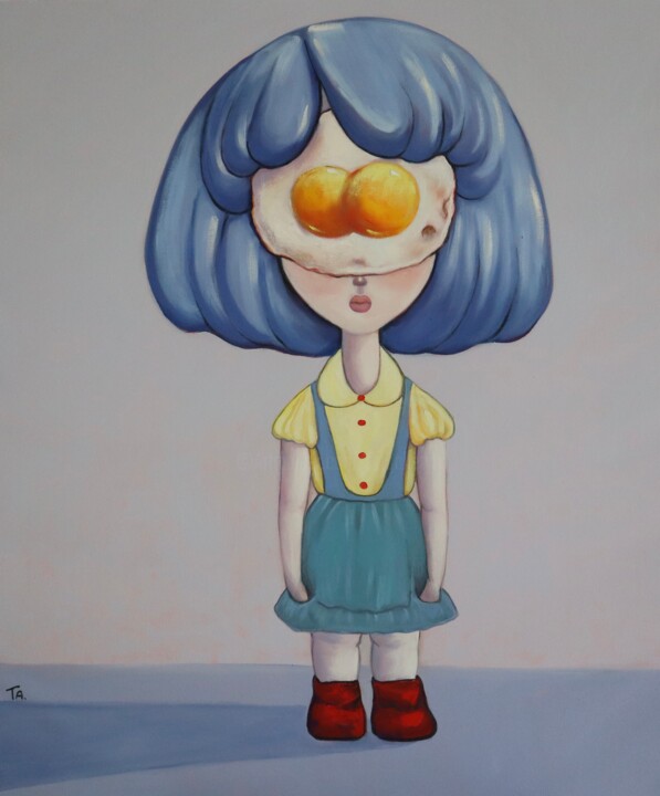Pretty young Egg Girl 绘画, 47.2x39.4 in