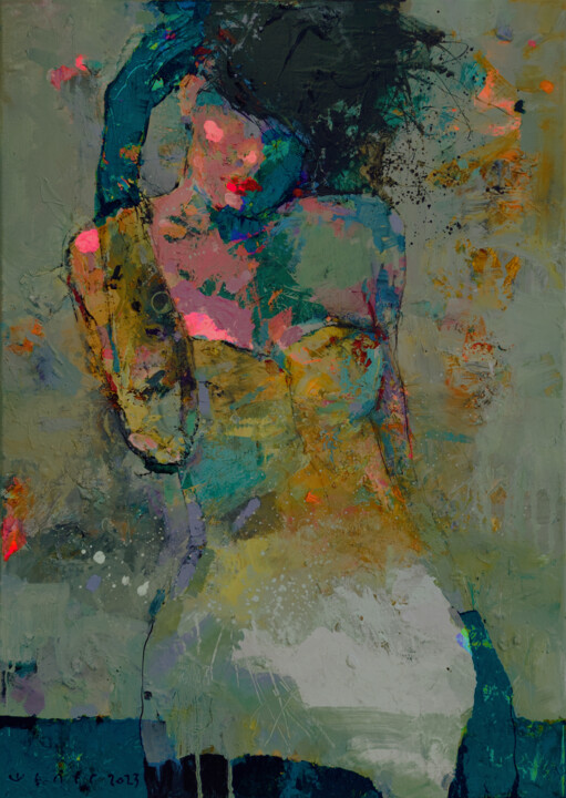 Painting titled "Wind" by Viktor Sheleg, Original Artwork, Oil Mounted on Wood Stretcher frame