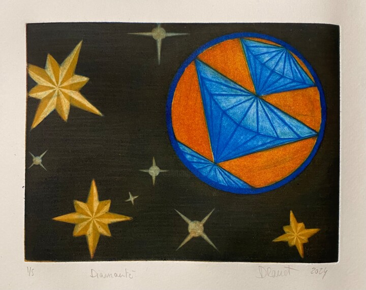 Prenten & gravures getiteld "Diamanté" door Philippe Drouot, Origineel Kunstwerk, Gravure