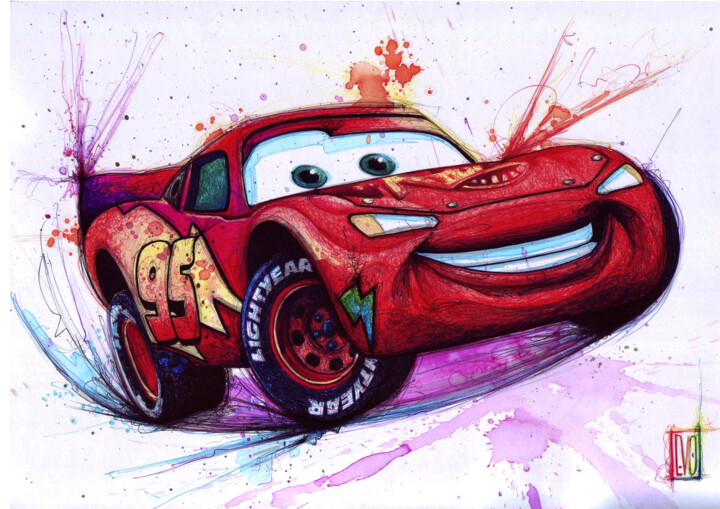 Flash Mc Queen 图画, 8.3x11.8 in